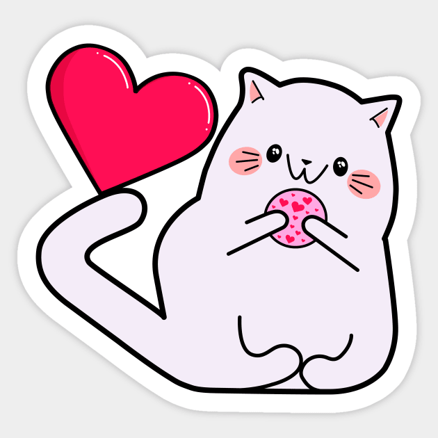 Kawaii style, mouse lovers, Valentine's Day, cute kawaii mice and cats . Sticker by SK1X